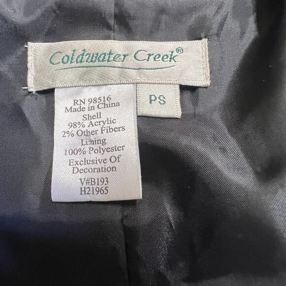 Coldwater Creek Womens Tweed Jacket Black Plaid Patch Size PS - Picture 10 of 13